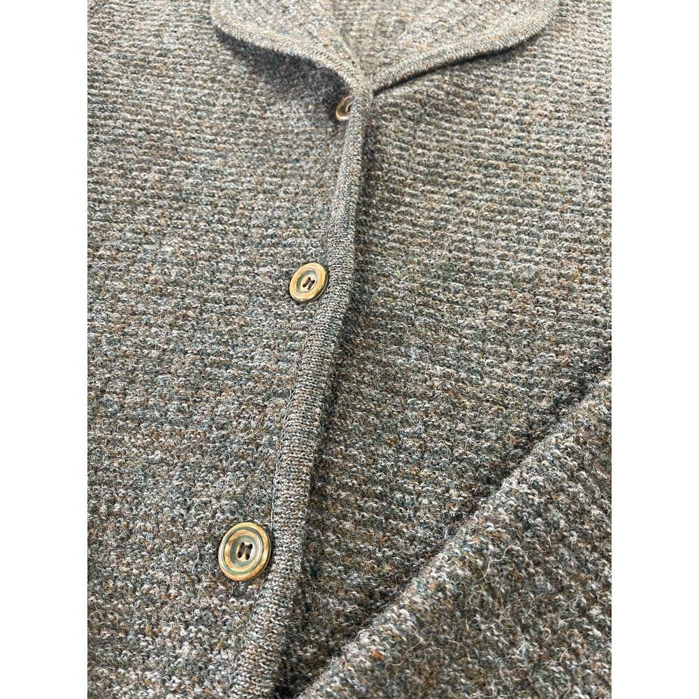 Vintage 100% Wool Tweed Cardigan Sweater Cropped Womens Large - Picture 2 of 9